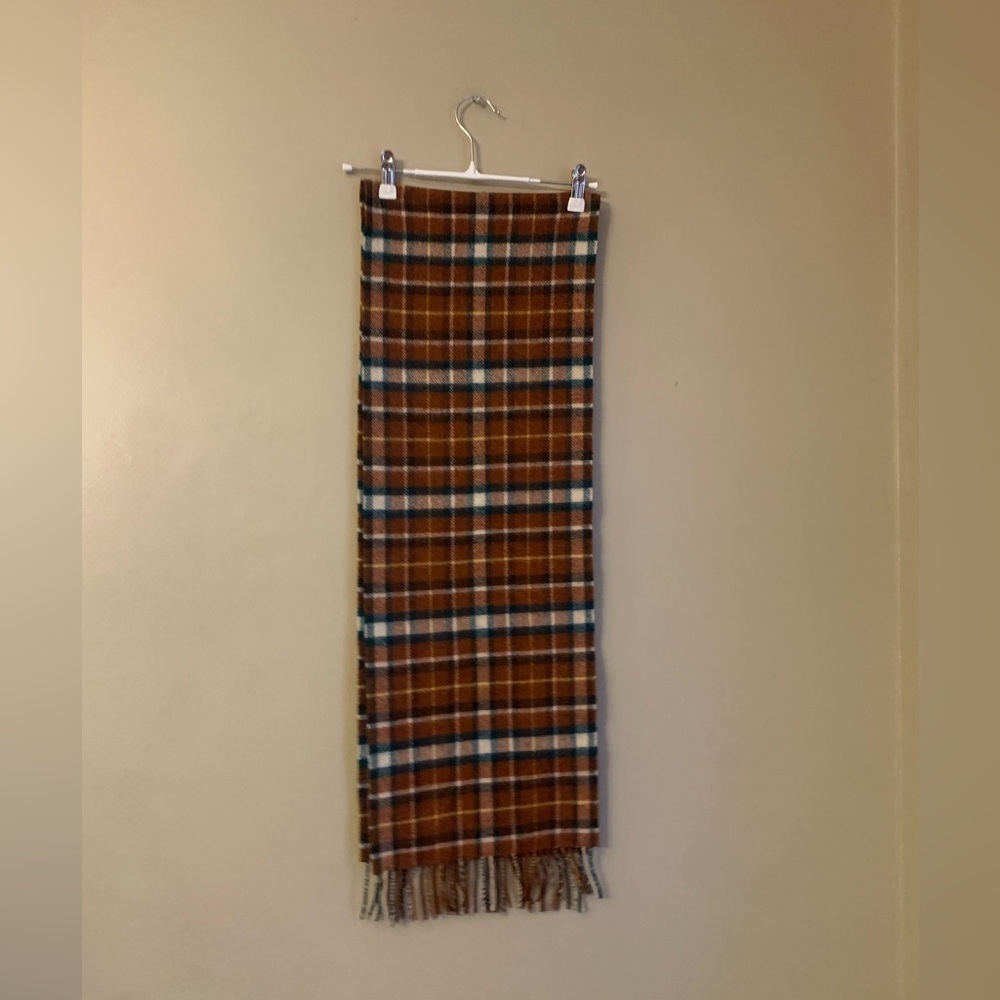 John Hanly Co LL Bean 100% Lambswool Scarf Trelana Plaid 66”x12” Made In Ireland